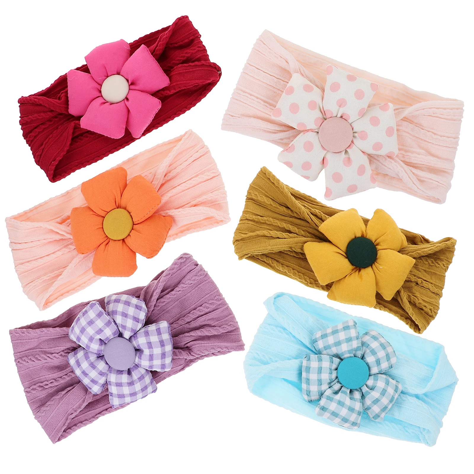 

6 Pcs Cotton Baby Headbands No Hair Damage Toddler Newborn Pink Flower Accessories Infant Girl Hairband