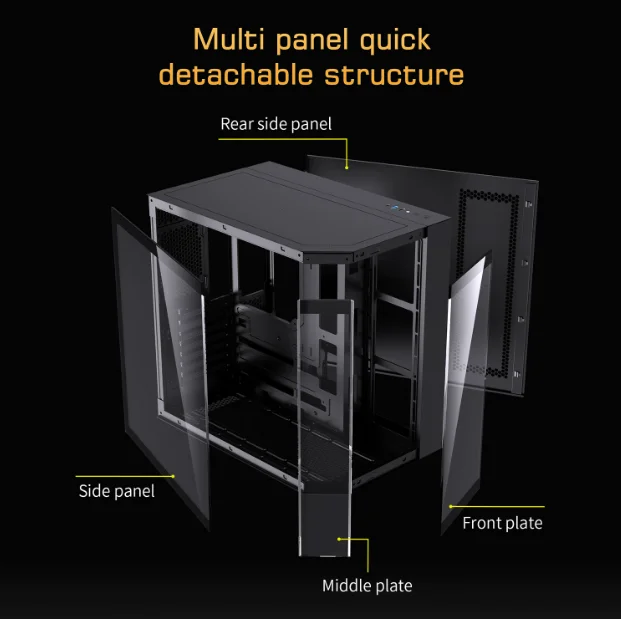 غرفة عرض البحر المنحنية ATX هيكل 360 زجاج مقسى مبرد بالماء مناسب لهيكل سطح المكتب للكمبيوتر المضيف للرياضات الإلكترونية