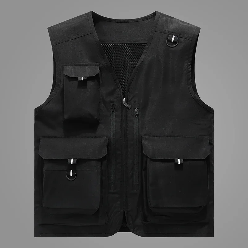 

5XL Multi Pockets Vest Jacket Men Outdoor Fishing Sports Vests Waistcoat Mens Summer Cargo Sleeveless Jacket Vest Outerwear