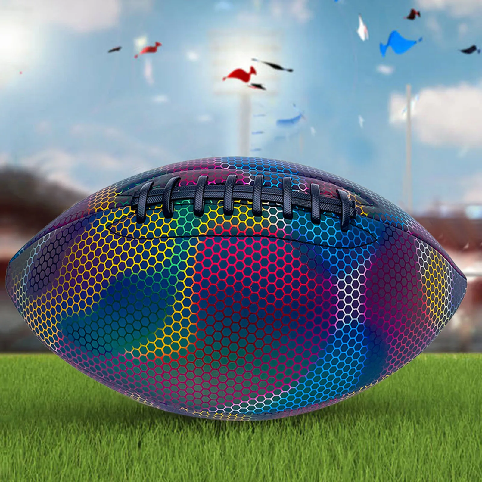 Size 9 Glowing Training Rugby Ball Luminous Light Up Reflective Pu Leather Safe Training Rugby Great American Football Toy Gifts