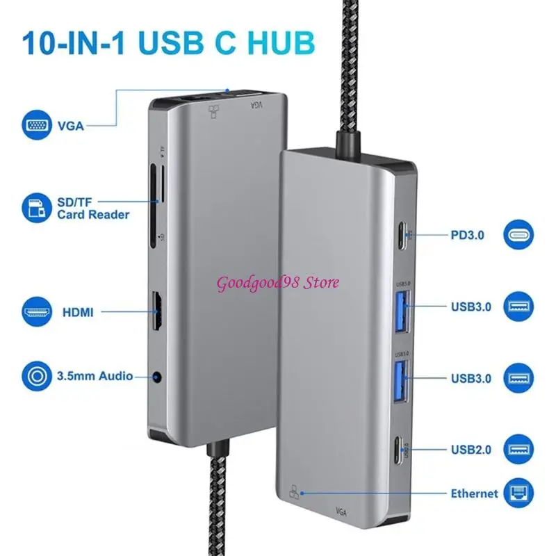 

Док -станция типа C к выводу HDTV Gigabit Ethernet Port TF Card Card STOT W8EC