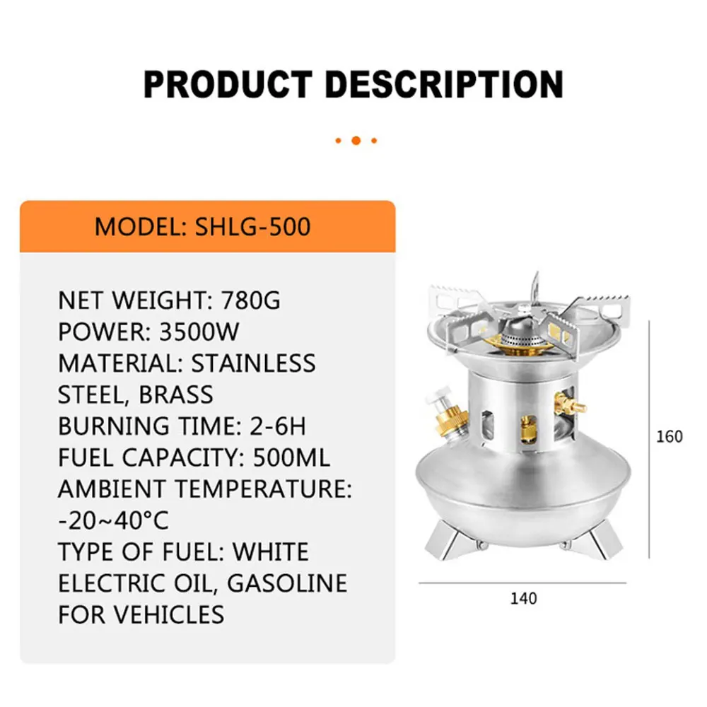 Estufa de gasolina para acampar, estufa portátil para exteriores, Mini combustible líquido, Alcohol, quemador de Picnic para acampar, estufa de aceite de gasolina, utensilios de cocina