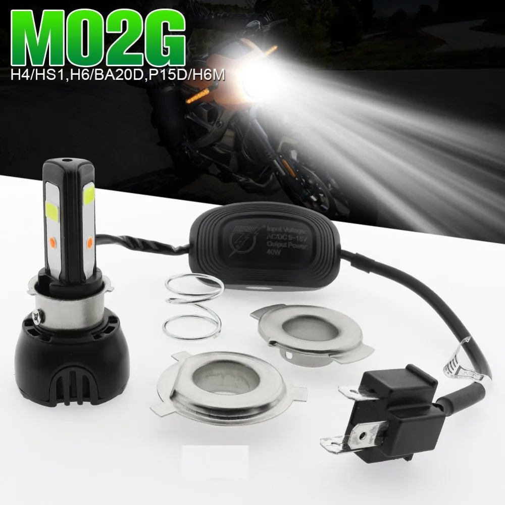 H4 Motorcycle LED Bulb,40W BA20D LED Healight Bulb High-Low Beam Kis Red Light DRLs DC9-18V.