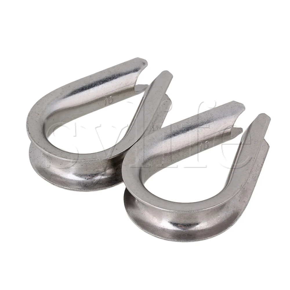 2pcs Stainless Steel Wire Rope Anchor Line Thimbles Silver European Style M16