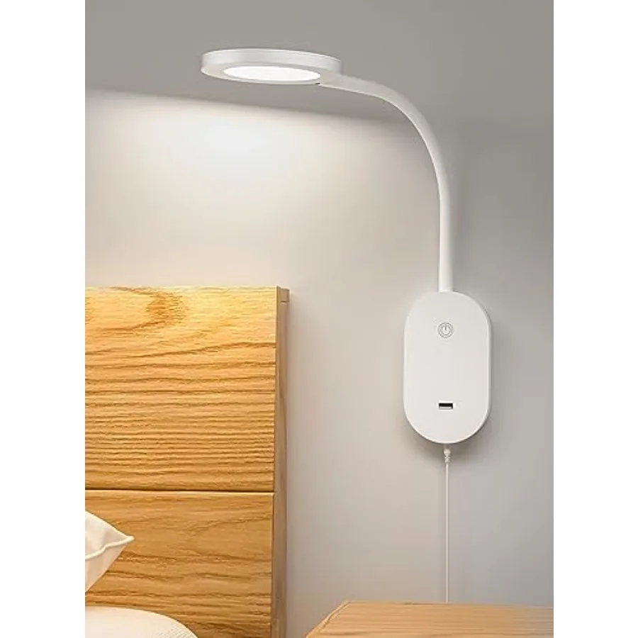 

Настенный светильник для чтения с USB-выходом, лампа для чтения для изголовья кровати с автоматическим отключением через 4 часа, сенсорное управление, настенный светильник