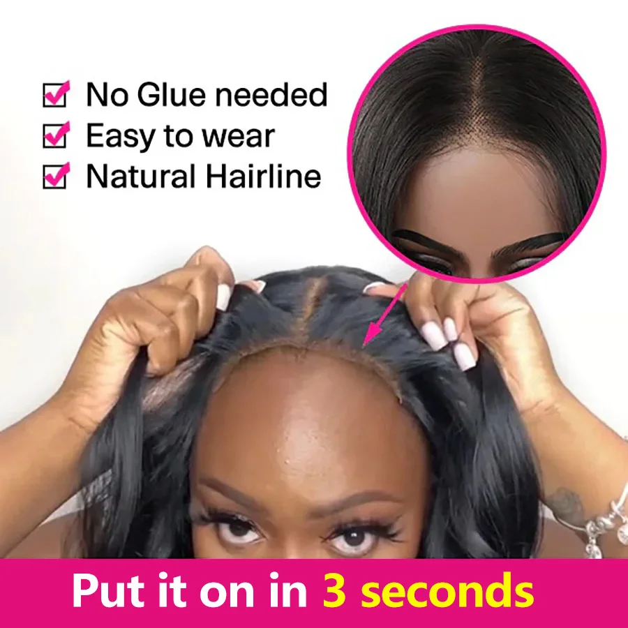 Wear And Go Glueless Wig Human Hair Ready To Wear Transparent Straight Lace Front Wigs  For Women 4x4 Closure Human Hair Wig