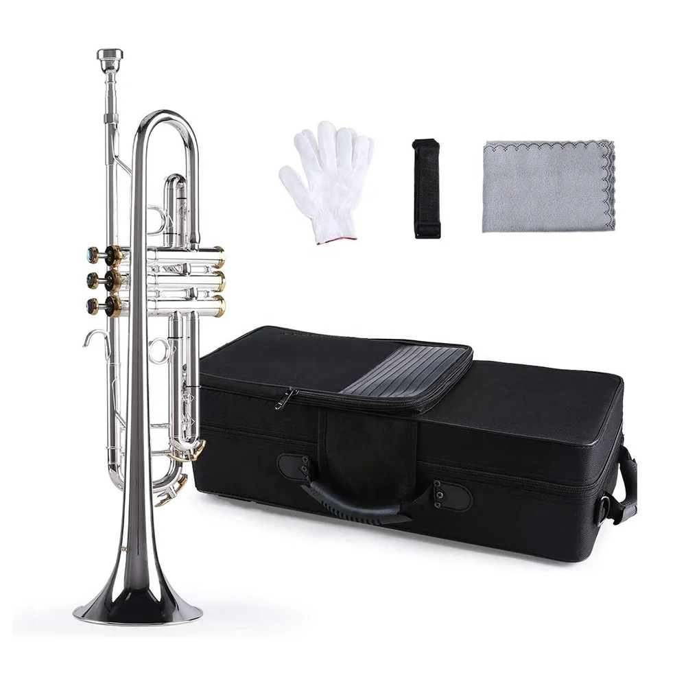 BB Silver Body Trompeta Brass Trumpet with Gold Keys JYTR401DSG