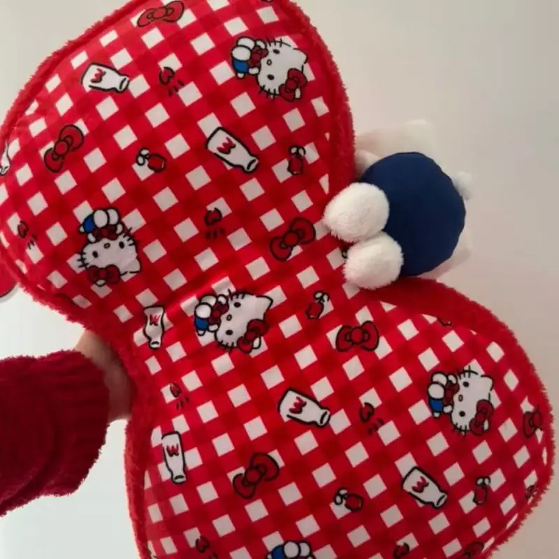 Sanrio Hello Kitty Red Bow Modeling Plush Throw Pillow Sofa Cushion Bedroom Backrest Ornament Bay Window Decoration Couple Gift