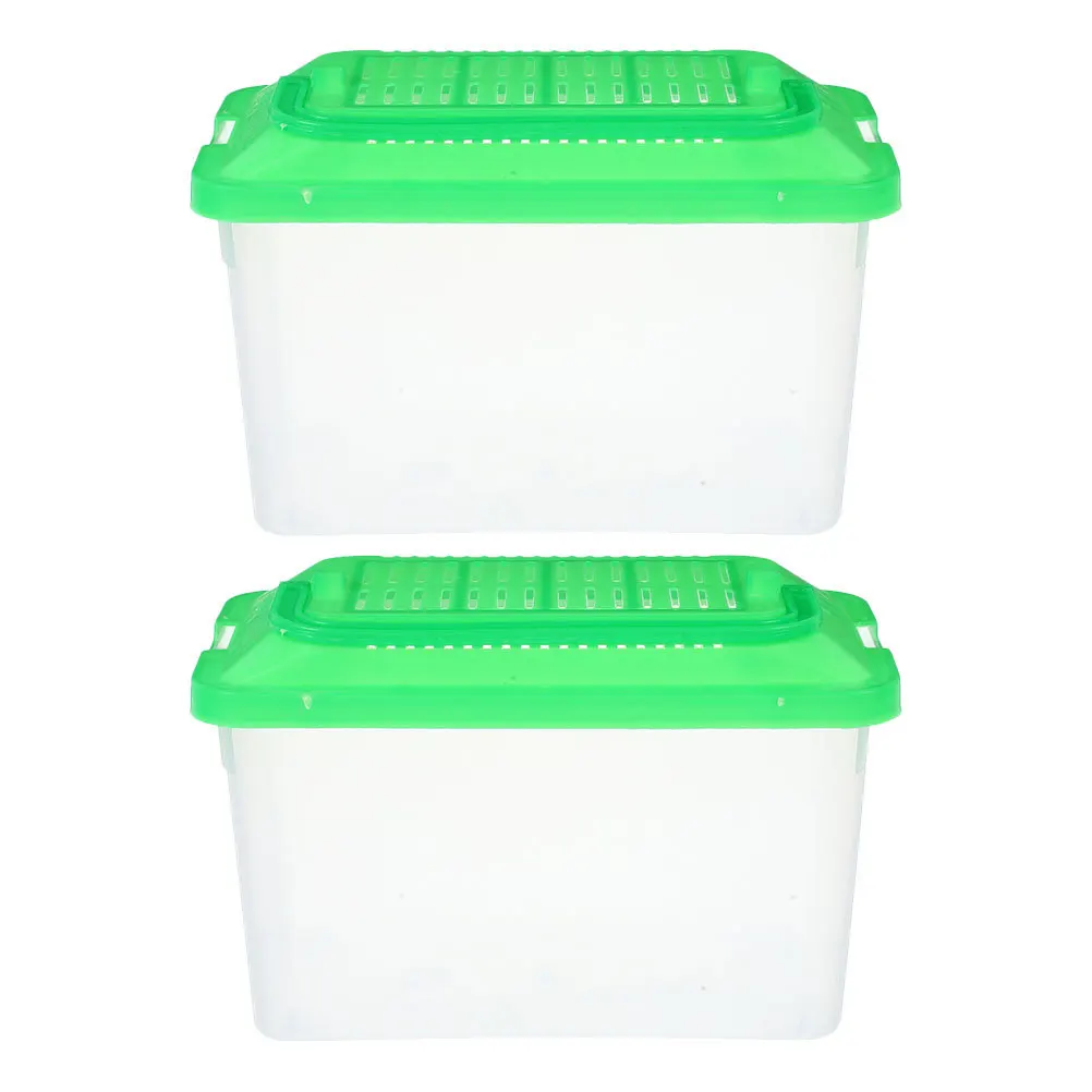 

2pcs Portable Fish Tank Transparent Plastic Travel Bowl With Handle Mini Betta Aquarium Reptile Habitat Turtle Container