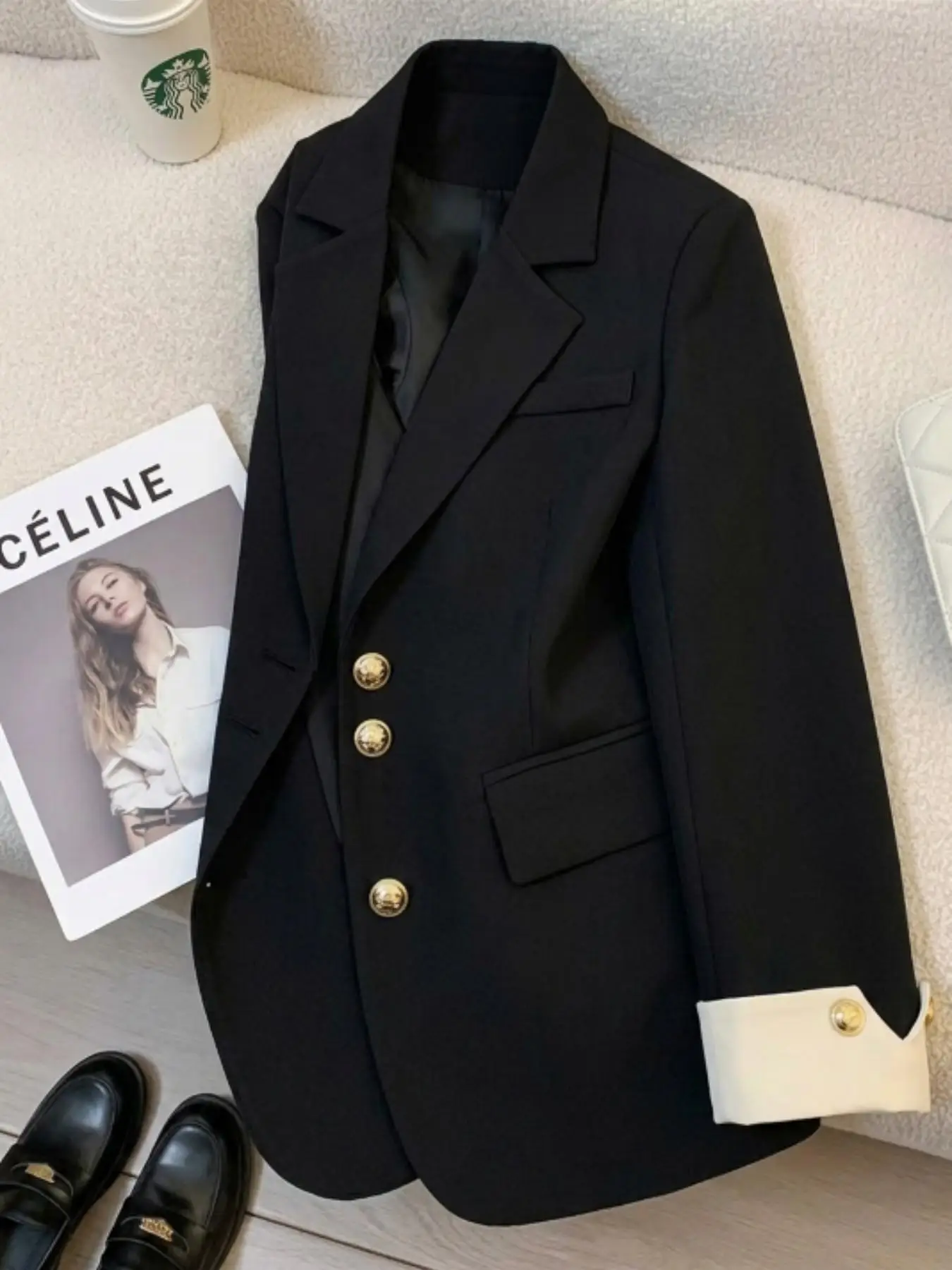 Women's Casual Lapel Suit Jacket Loose Long Sleeve Office Coat Comfortable Stylish Professional Women's Wear