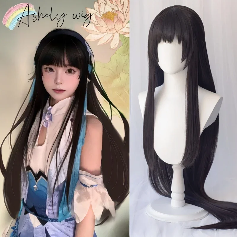 

Ashely Wig for Woman Honor of Kings Cos Xishi 120cm Long Straight Hair Phantom Yarn Spirit Synthetic Cosplay Wigs