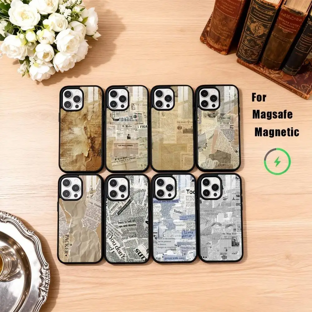 

O-Old N-Newspaper V-Vintage Phone Case For iPhone17,16,15,14,13,12,11 Plus,Pro Max Magnetic For Magsafe Wireless Charging