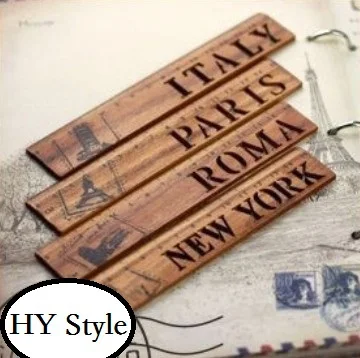 1pcs/lot Exquisite Vintage Hollow City Name Creative Wooden Straight Ruler For School Gift Bookmark Office Supply 4 Dseign