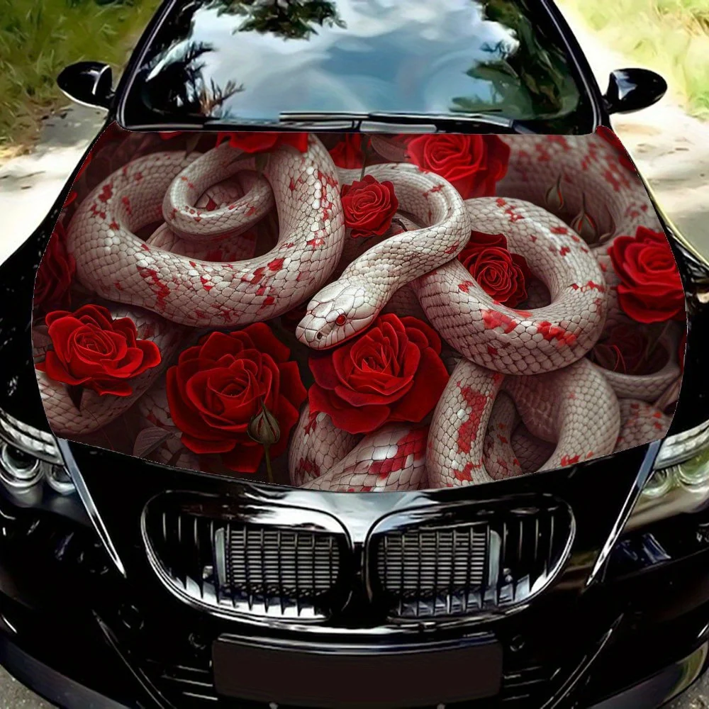 

Виниловая пленка для автомобиля Enchanting Rose and Spirit Snake, водонепроницаемая виниловая пленка на капот автомобиля из ПВХ, самоклеящаяся устойчивая к царапинам St