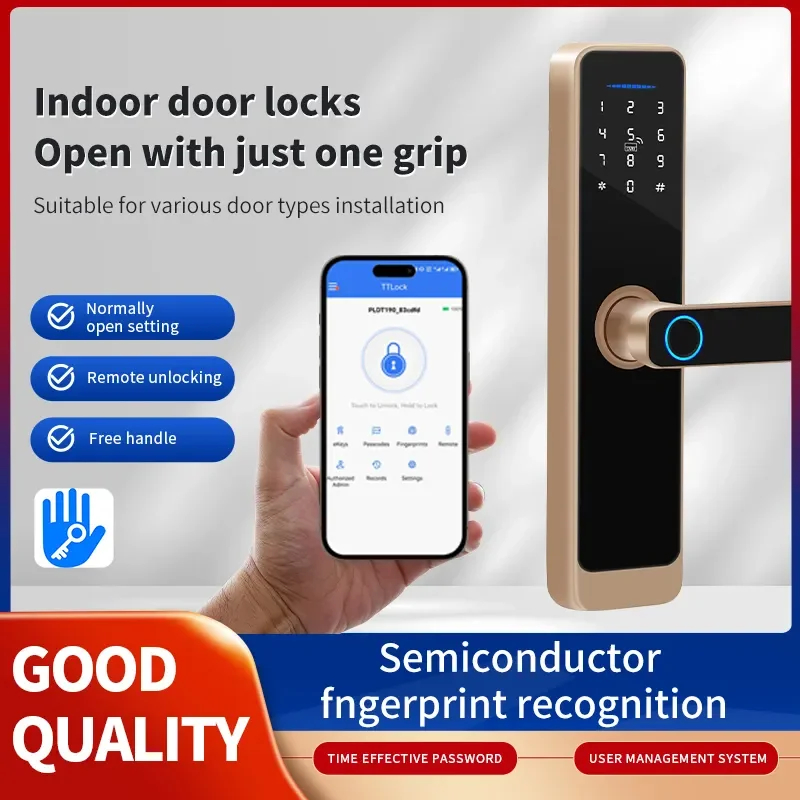 Biometrische Fingerabdruck Griff Smart Lock Digitale Elektronische Türschloss Tuya Wifi Ttlock Bluetooth Passcode Entsperren Knopf Schlösser Hause