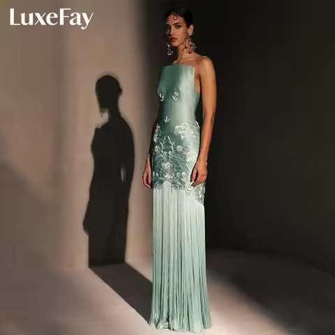 LuxeFay Elegant Exquisite Prom Dress For Women Strapless Sleeveless Lady Long Embroidery Evening Gown With Tassles Customized