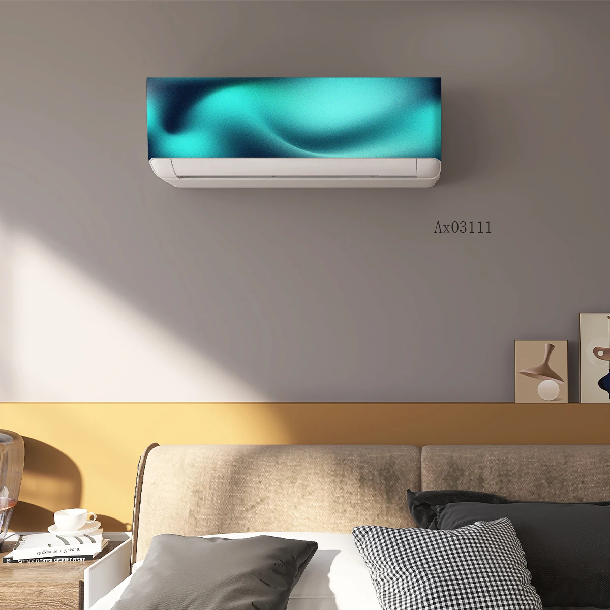 Turquoise Sand Dune Air Conditioner Stickers Self Adhesive Waterproof Anti Scratch AC Unit Skin Cover for Bedroom Living Room