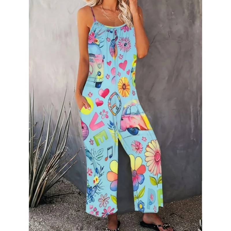 

European and American Foreign Trade Plus Size Women's Casual Pants Printed Imitation Jeans Wide Leg Trendy Women's Pants