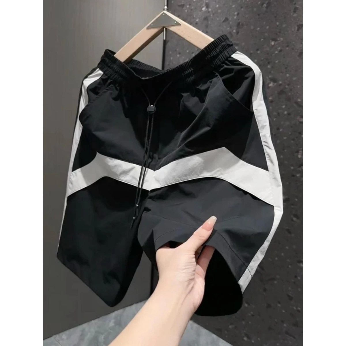 

Men's Casual Sports orts Qui Dry Beach Pants Loose Straight Leg Summer New Sle American Splice Five Parts Pants