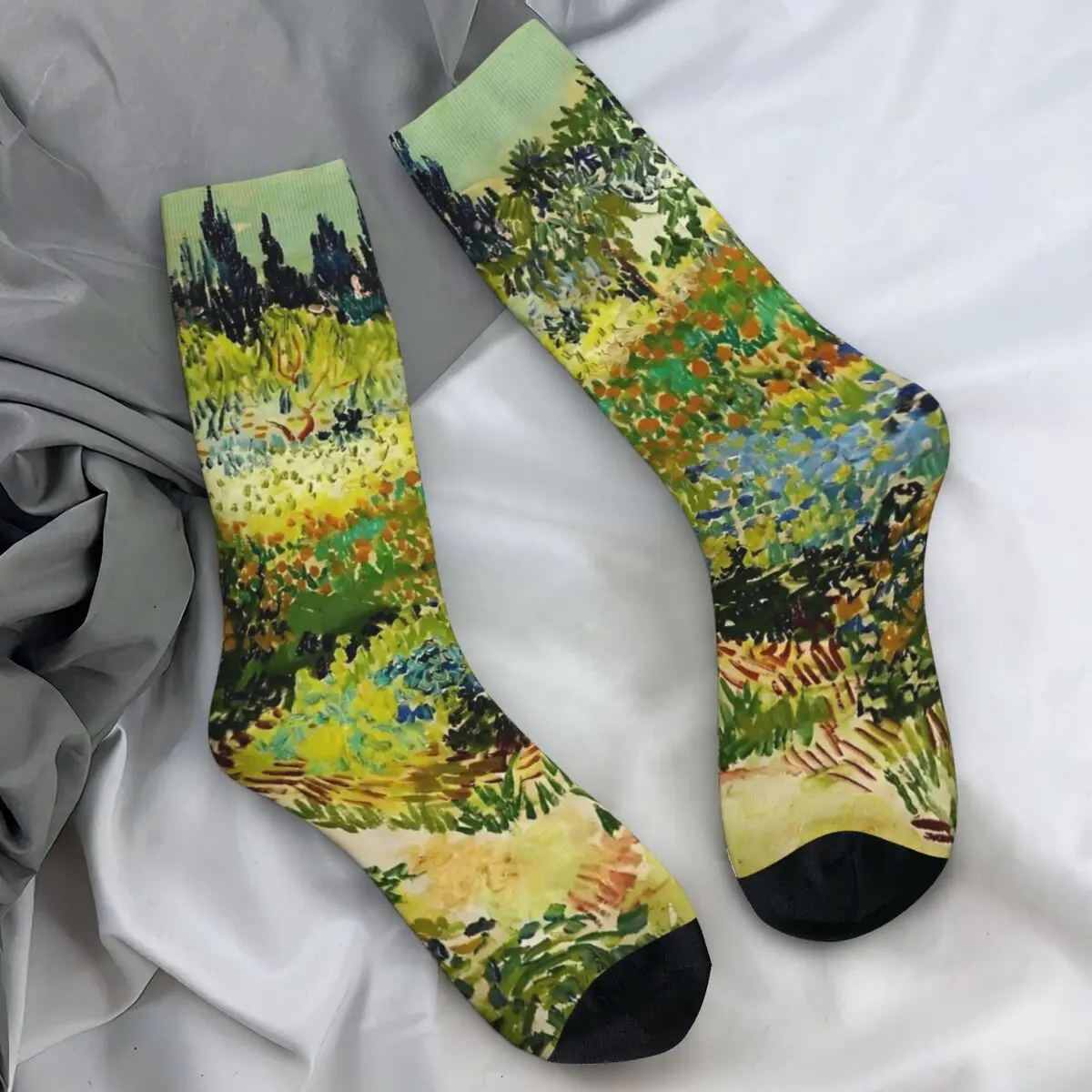 Van Gogh Socks Autumn Garden at Arles Stockings Trendy Women Men Comfortable Socks Graphic Skateboard Anti Skid Socks