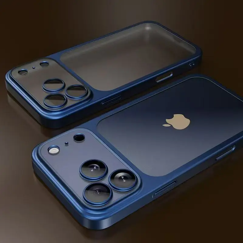 Luxury Plating Color PC Transparent Phone Case For iPhone 18 17 16 15 14 13 18 Pro Max Air Lens Protection Matte Back Hard Cover