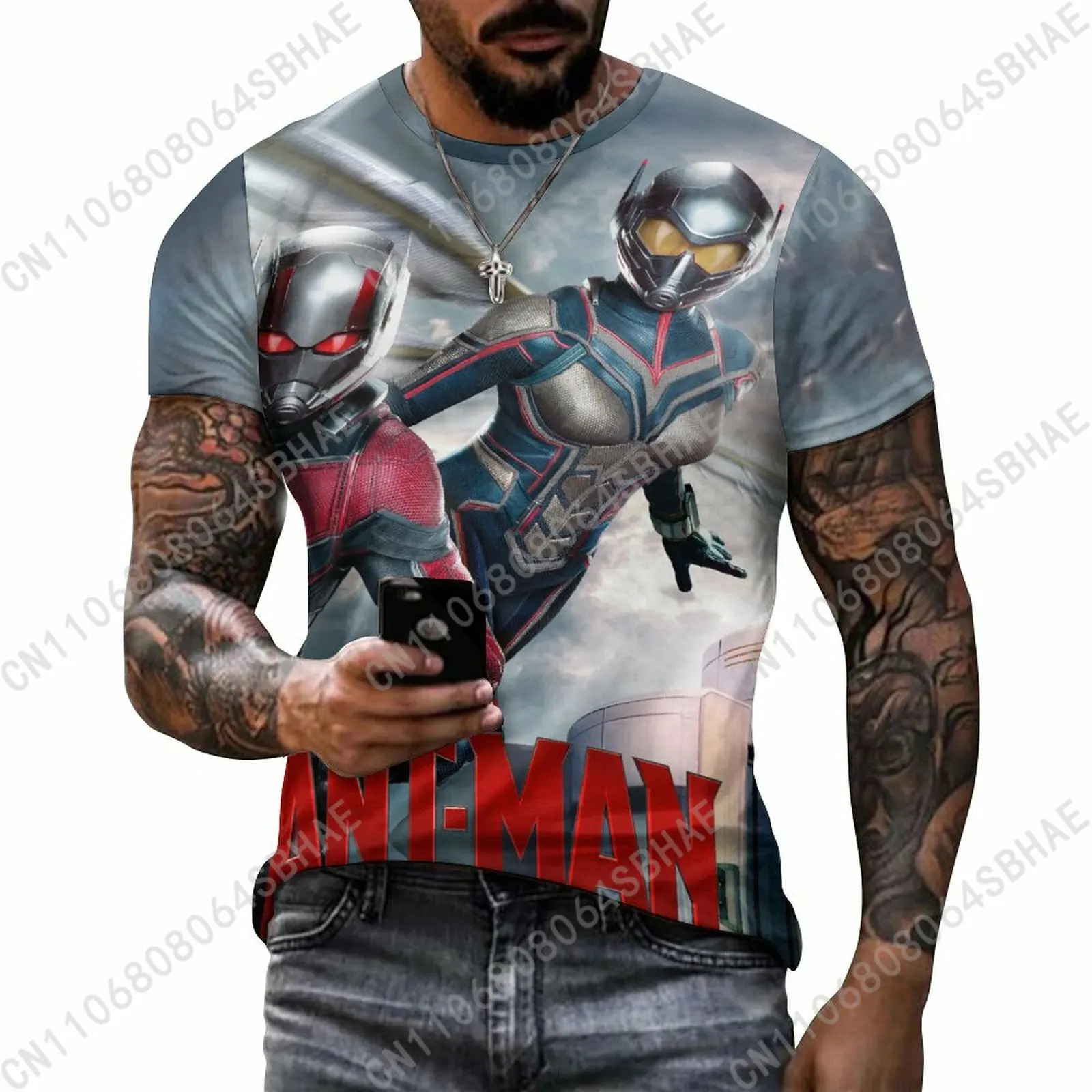 

Marvel Ant Man Custom Pattern Men's Cotton T-Shirt Short Sleeve Tee Men Tops Personalized Tshirt Summer Cosplay
