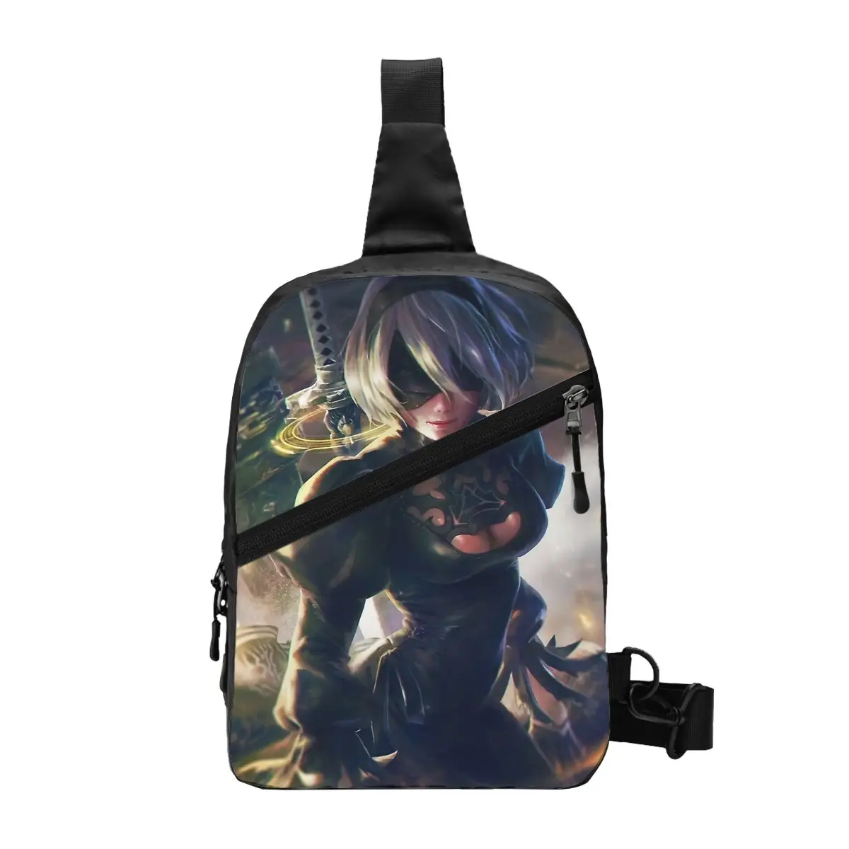 Custom Anime Cartoon Game Nier Automata Sling Bag Men Sexy Girl Yorha Shoulder Crossbody Chest Backpack Travel Hiking Daypack