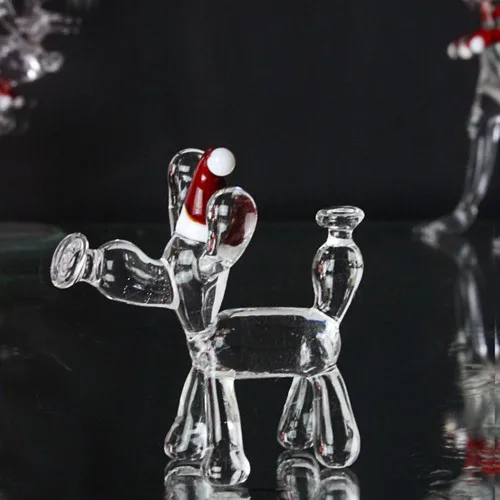 Adamodart Christmas Themed Murano Glass Balloon Dog Mini Trinket 2'li Set