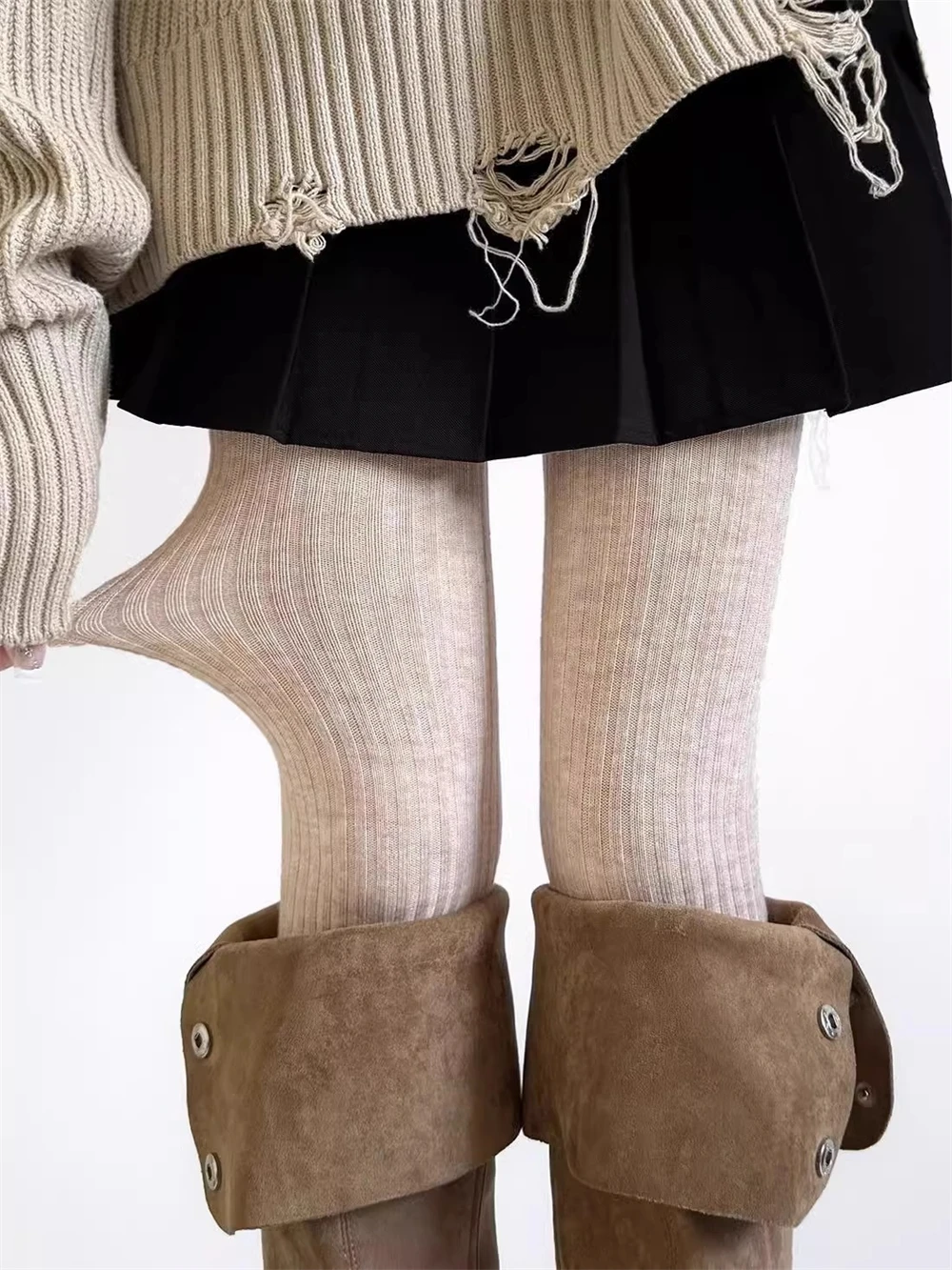 Autumn Winter Lady Thickened Warmth Plus Velvet Stockings All-match Solid Color Bottoming Pantyhose Women's Tights Thighs Socks