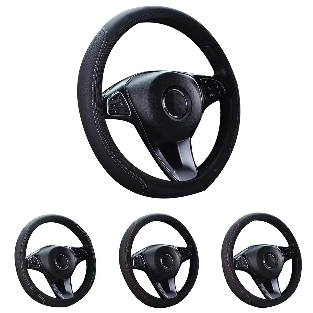 New Practical Steering Wheel Cover Car Interior Four Seasons Leather Steering Wheel Cover Universal Easy To Store