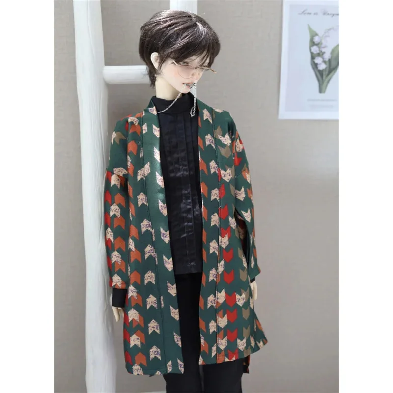 

BJD doll clothes suitable for 1/3 1/4 size POPO68Uncle size malachite green design imitation silk belt cardigan doll accessories