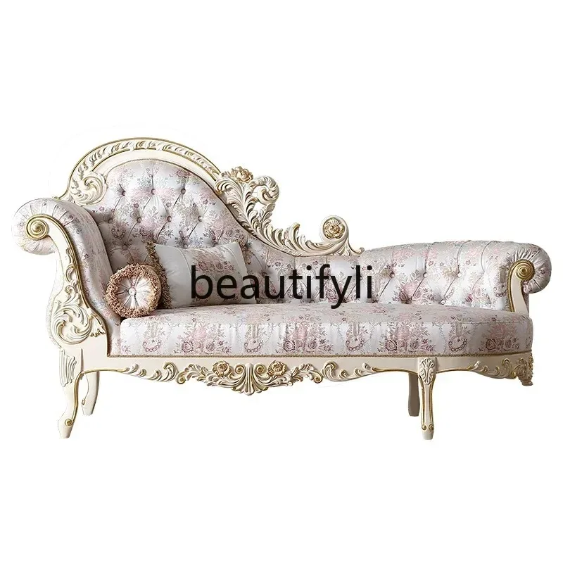 Palace French classic sticker gold foil solid wood carving princess chair lazy buckle recliner