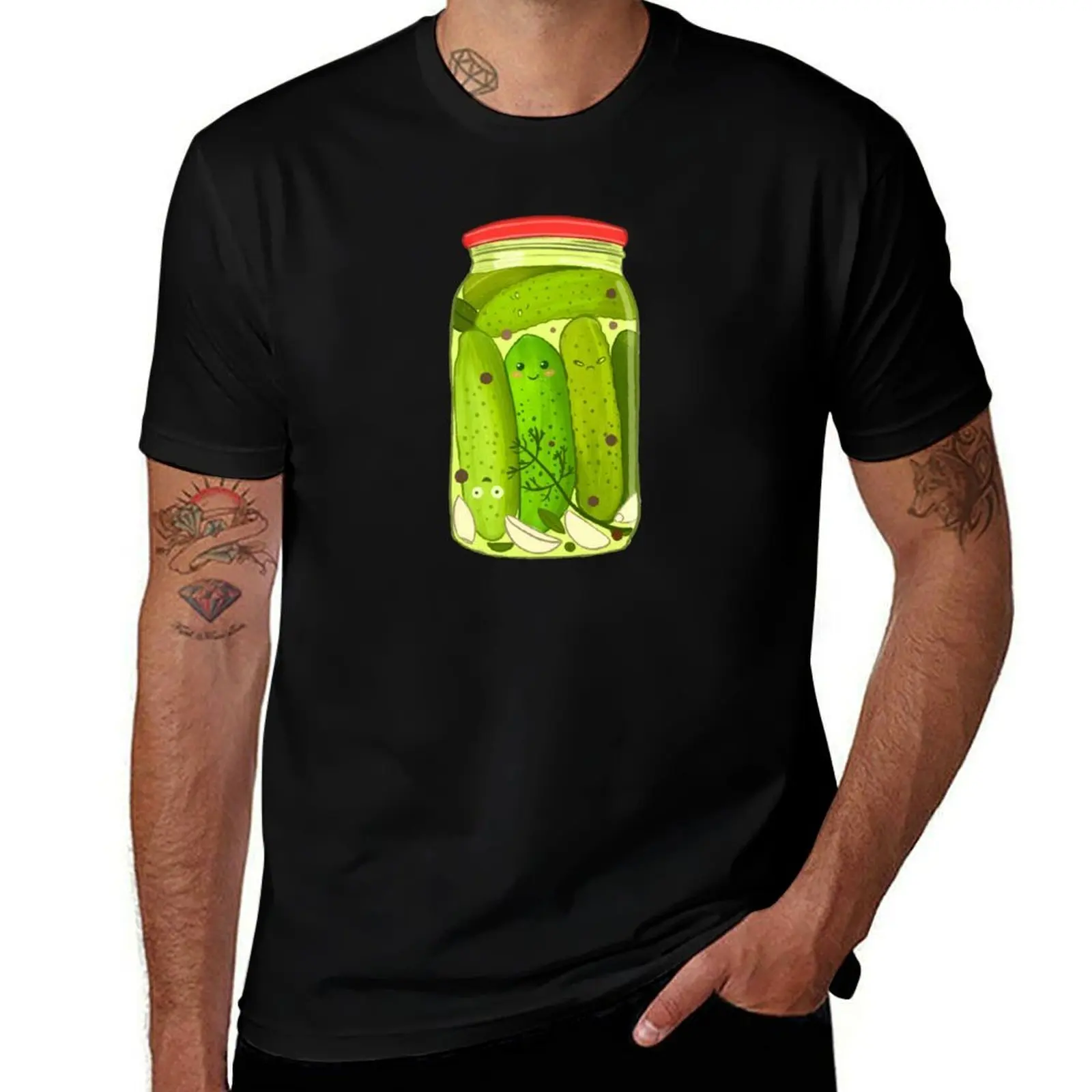 Cute Pickle Jar T-Shirt Basic Lightweight Short Sleeve Tee T-Shirt