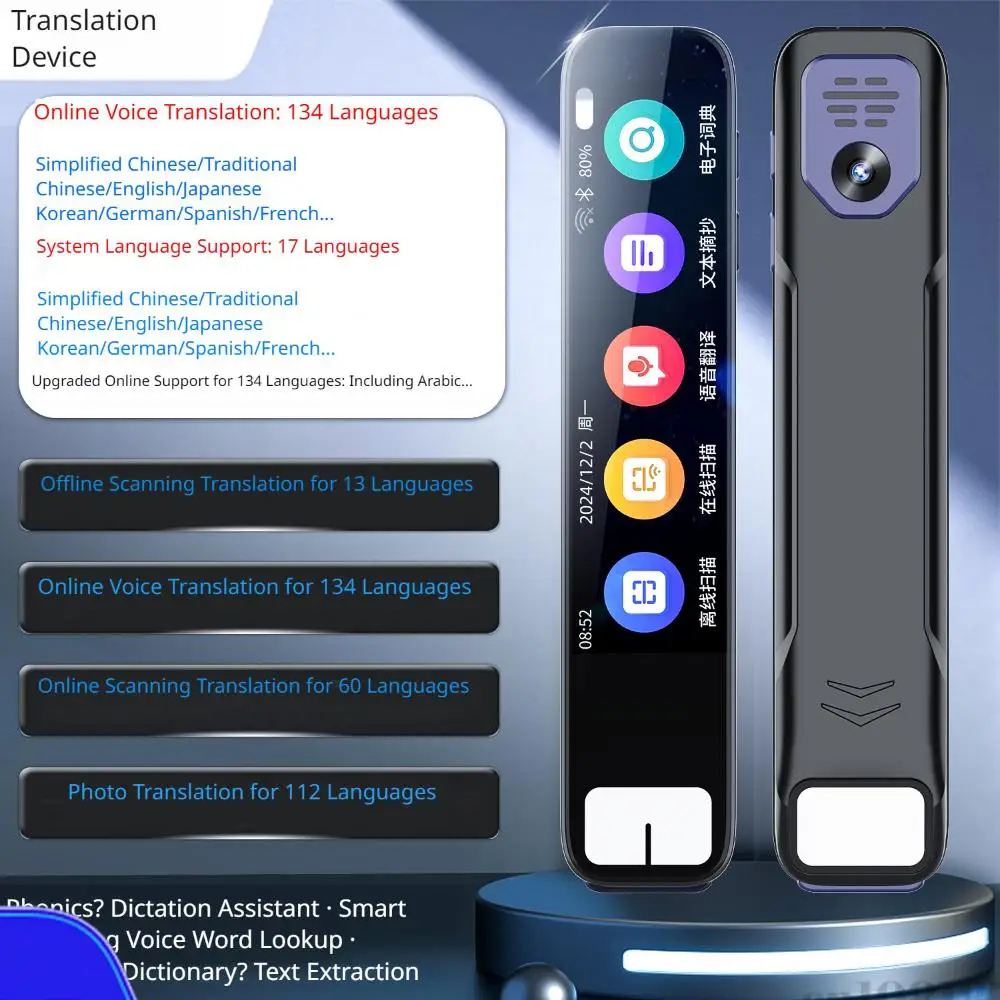 

AI Portable Voice Text Reading Pen 150 Languages Audio Pen for Dyslexia Students & Professionals