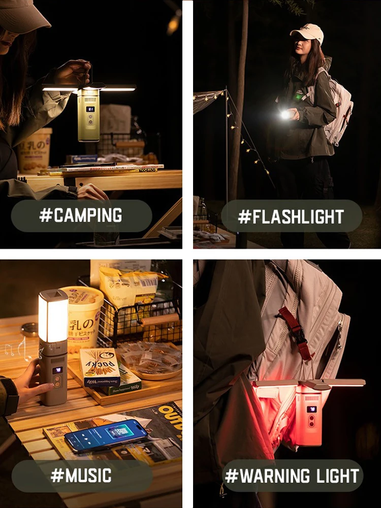 LED Camping Lantern Rechargeable Outdoor Tent Camp Light Bluetooth Speaker Portable Waterproof  Emergency Work Lights Flashlight