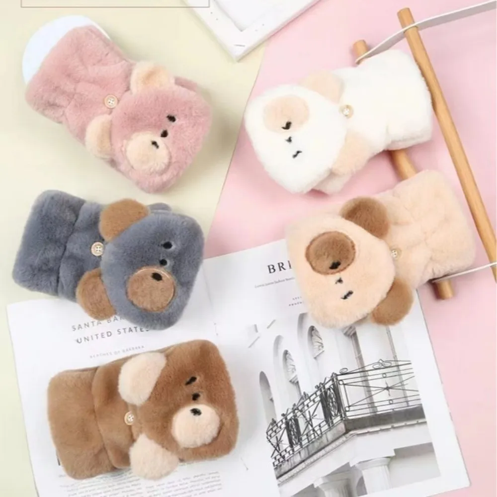 لطيف نصف اصبع قفازات الكرتون الباردة واقية قصيرة أصابع قفازات الدفء رشاقته قفازات شاشة اللمس للطلاب الفتيات #2