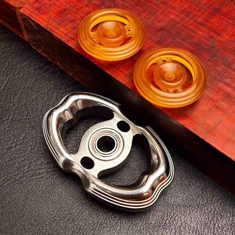 Obsidian EDC Two Page PEI Lock Wire Sliding Rotating Fingertip Mechanical Metal Fingertip Gyroscope Decompression Desktop Toy