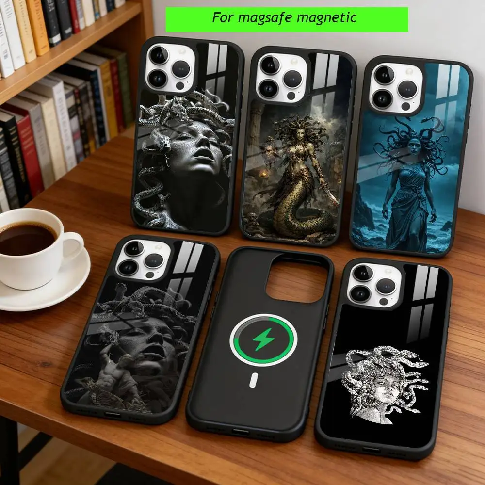 

Greek Mythology Art Medusa Phone Case For iPhone17,16,15,14,13,12,11 Plus,Pro Magnetic with Magsafe Wireless Charging