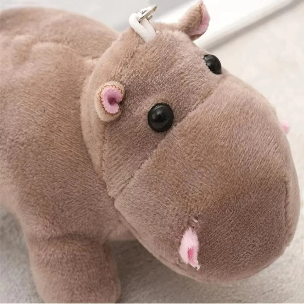 Stuffed Plush Animals Toys Jungle Lion/Elephant Tiger/Giraffe Cute Cartoon Hippo Plush Keychain Pendant 10cm Anime