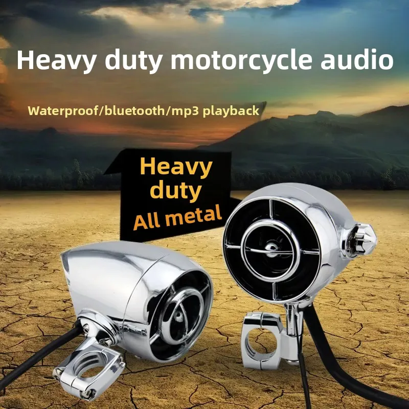 For MT485 Motorcycle Bluetooth Speaker 2*80W Waterproof Handlebar Mount 12V with USB AUX