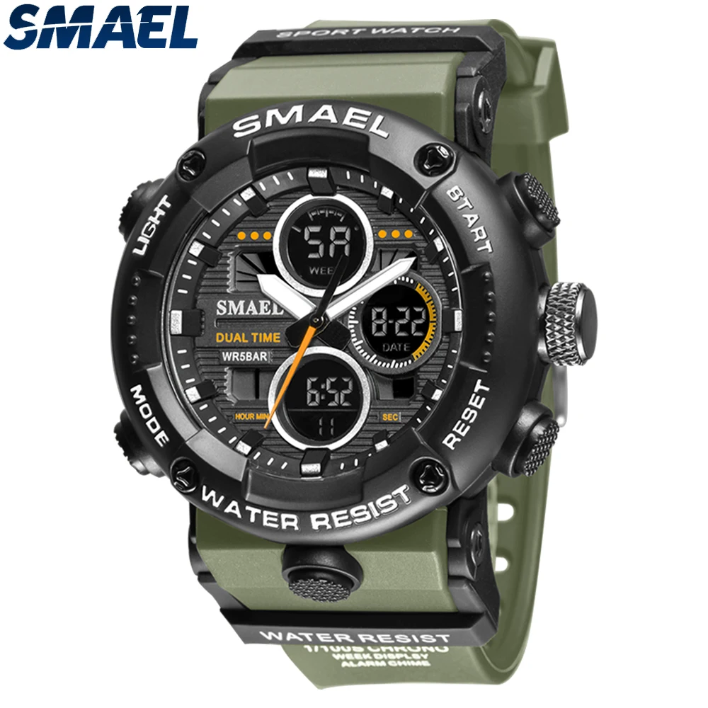 

SMAEL Sport Watch Men Waterproof LED Digital Watches Stopwatch Big Dial Clock For Male 8038 relogio masculino Men Watches Quartz