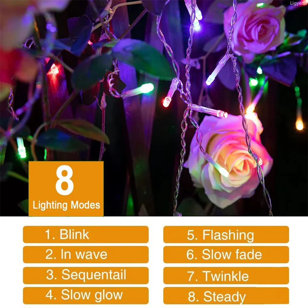 

Solar Curtain Icicle Light 3.5M Eaves Decor Outdoor Fairy String Lights Wedding Party Christmas Stair Decor Garden Garlands