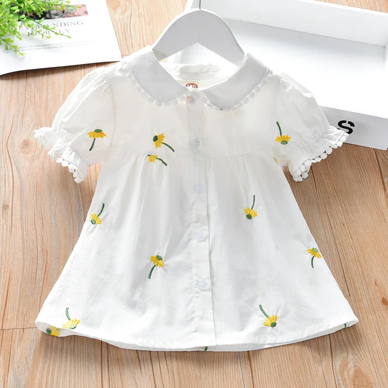 New Shirts for Girls Summer Kids Blouses Girls Clothing Casual Short Sleeved Shirt Fashion Baby Top Cardigan Blouses Children\'s