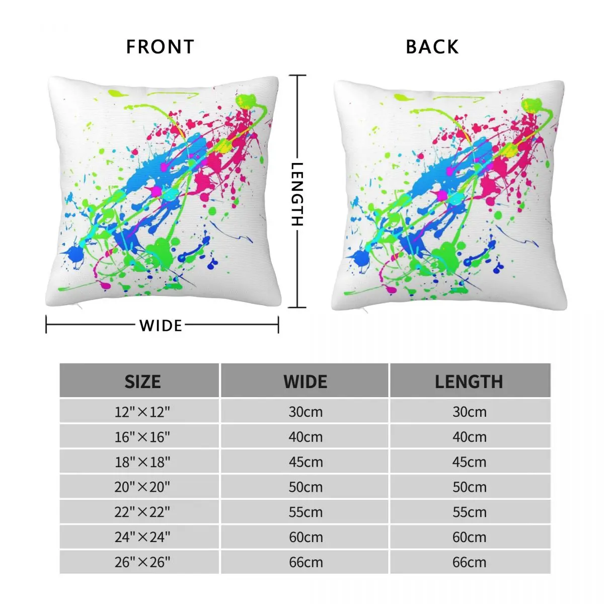 Neon Paint Splatters Pillowcase Polyester Linen Velvet Pattern Zip Decor Pillow Case Room Cushion Cover Wholesale