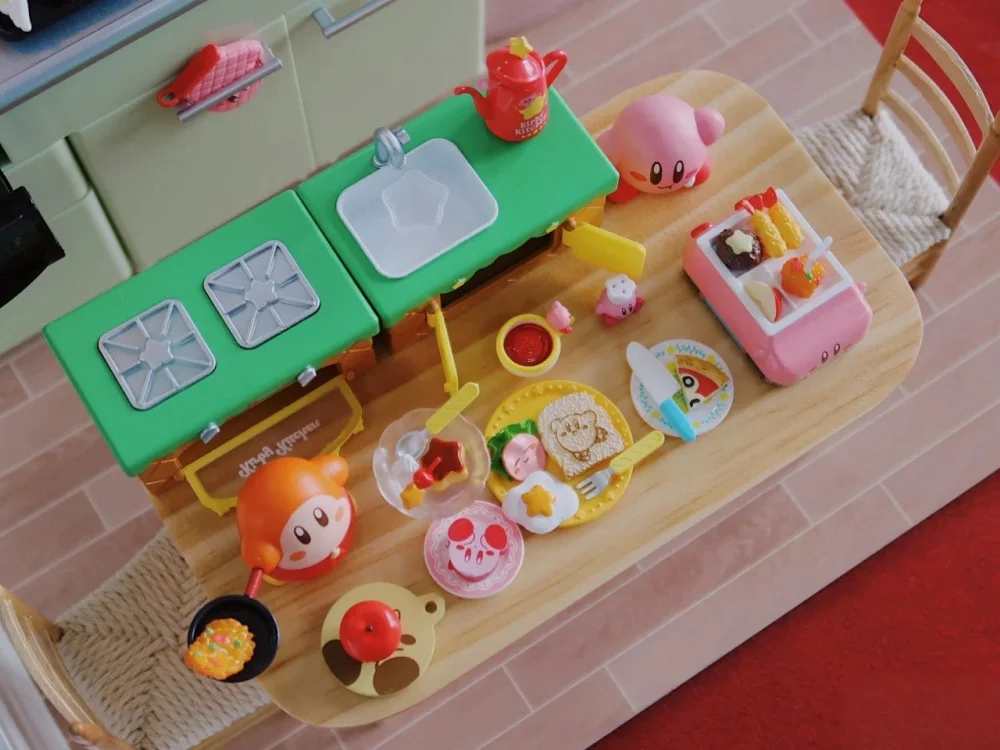 RE-MENT Kirby Kitchen Miniature Food Set - Blind Box Collectible Desktop Scene Dollhouse Play Food Microscale Toy Figures