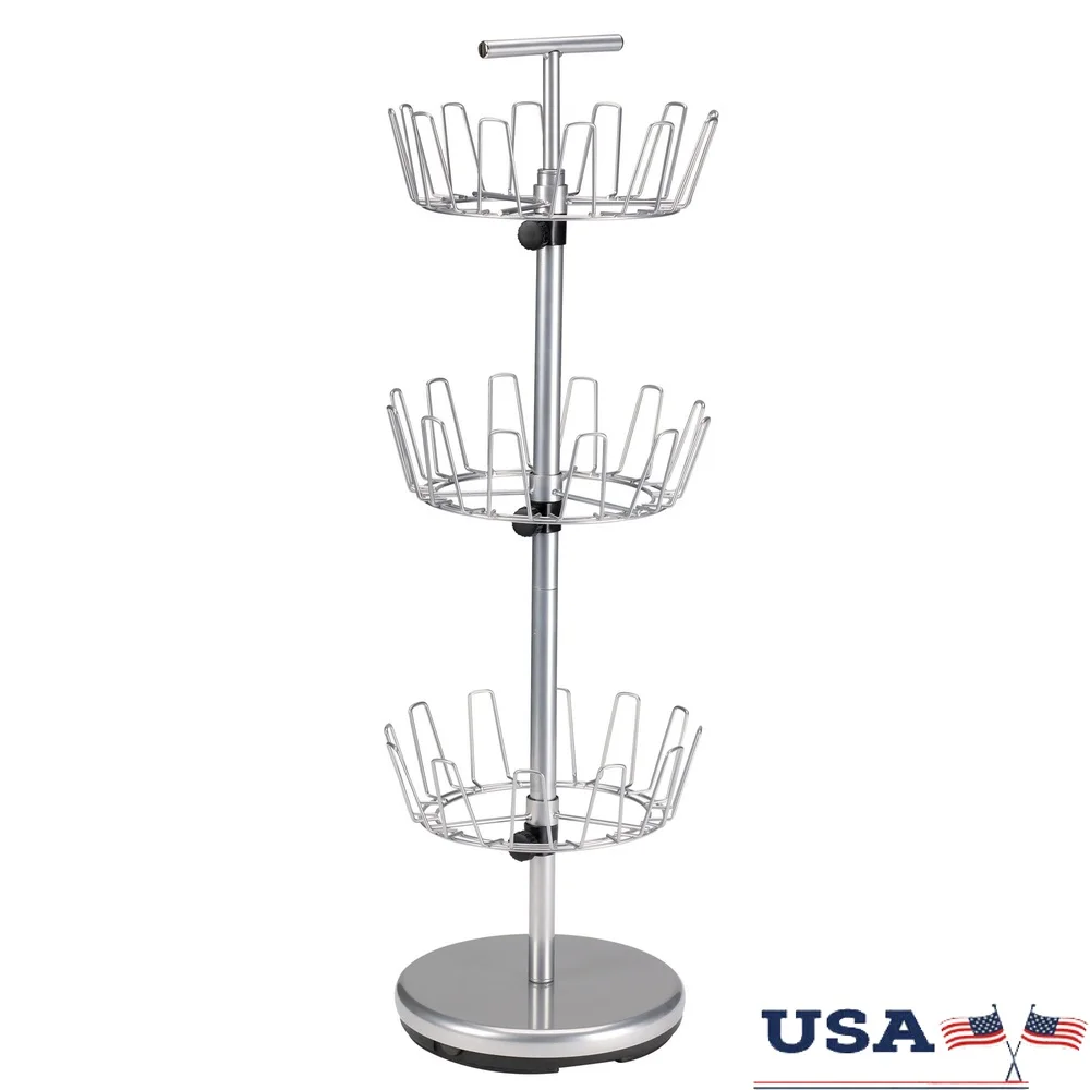 

3-Tier Shoe Storage Rack Revolving Shoe Tree Sturdy Organizer holds 18 Pairs Space Saving Indoor Accessories Display Unit