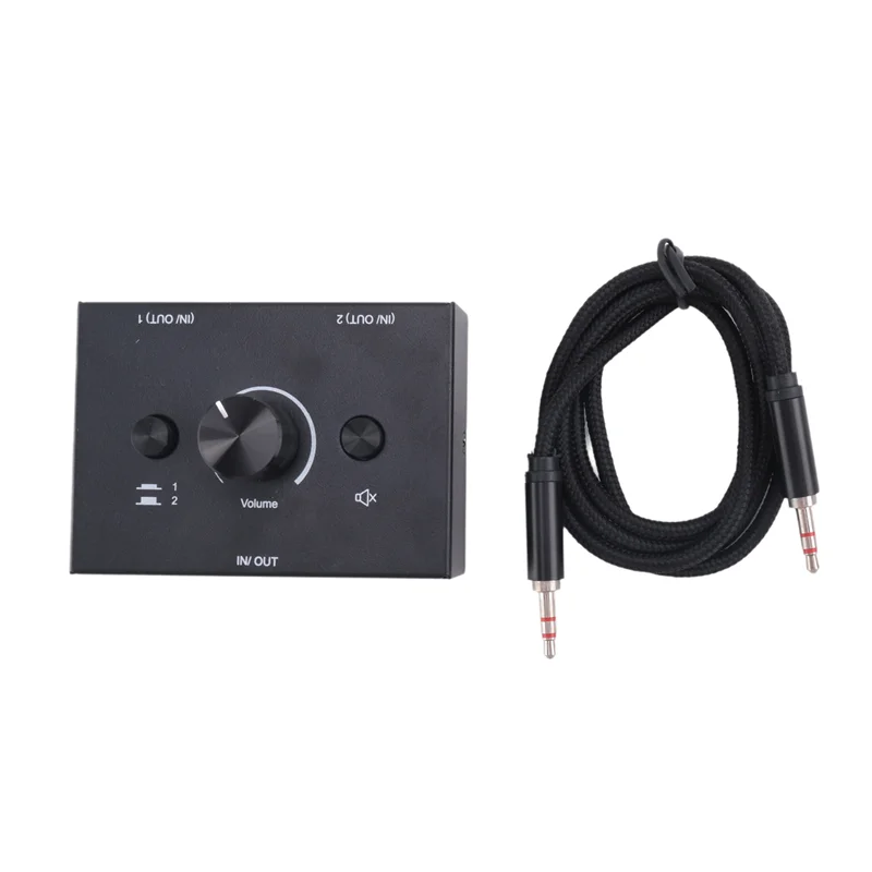 B94A 3.5Mm Stereo Audio Switch Plastic Passive Speaker Headphone Manual Selector Splitter Box Audio Sharing
