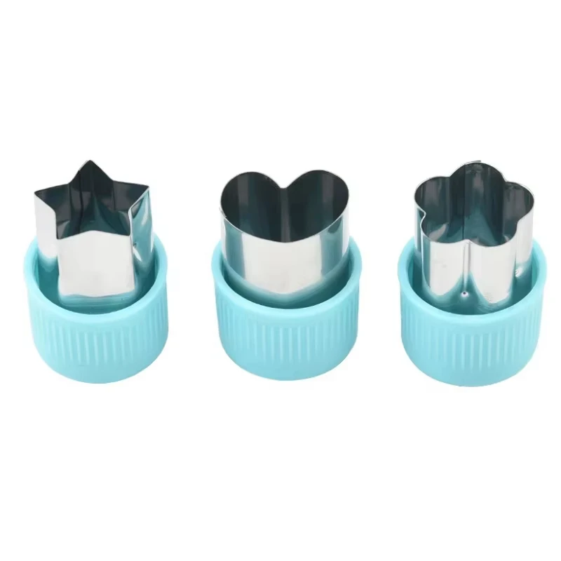 Vegetables Cutter Plastic Handle 3Pcs Portable Cook Tools Stainless Steel Fruit Cutting Die Kitchen Gadgets