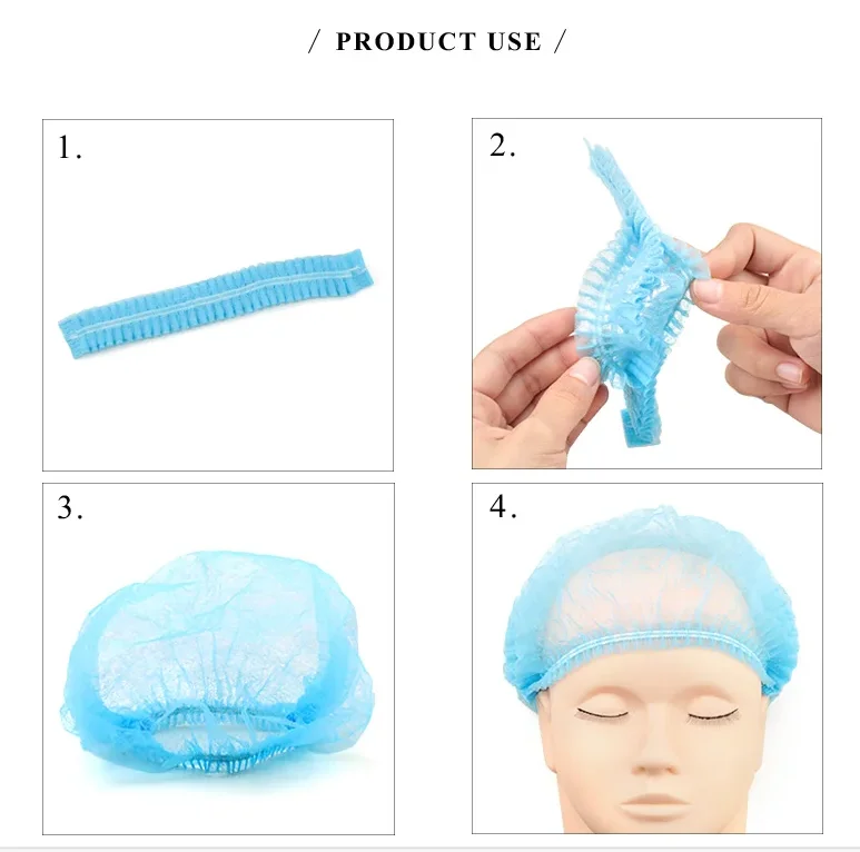 100pcs Disposable Non Woven Fabric Sterile Hat For Grafting Eyelash Makeup Hair Net Caps SPA Hair Salon Bathroom Supplies