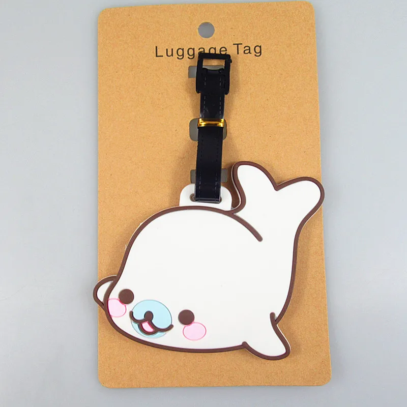 Cartoon Whale Design Luggage Tag Cute Animal Travel Accessories PVC Baggage Label Portable Anti-loss Name Tag